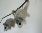 Needlefelted Nursery Mobile, Felted Wool Animal Mobile, Baby Animal Mobile, Possum Babies