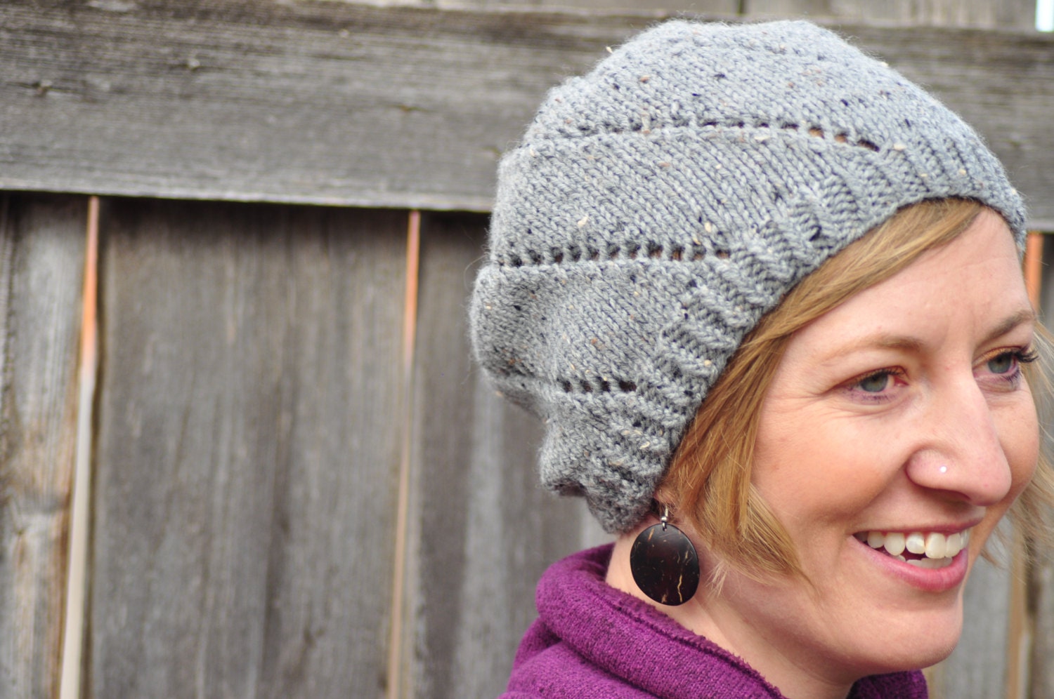 Grey Lace Slouchy Hat