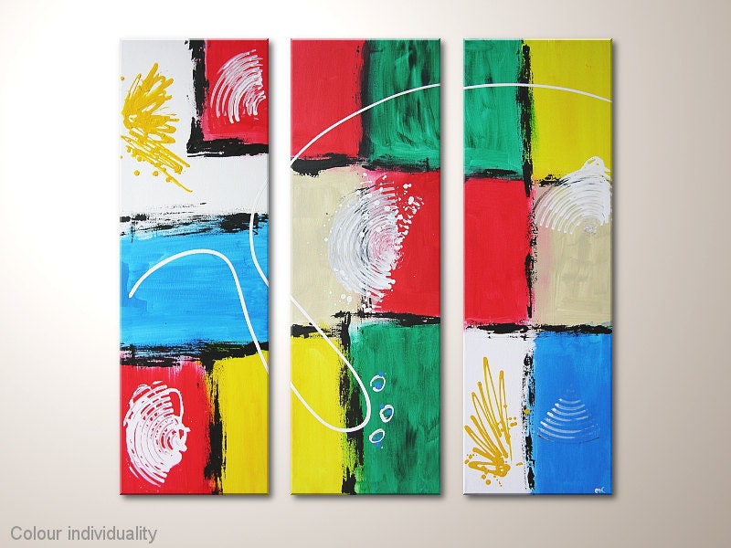 Unique modern art painting: "color individuality" - abstract artwork -contemporary wall decoration -acrylics-red,blue,green,design