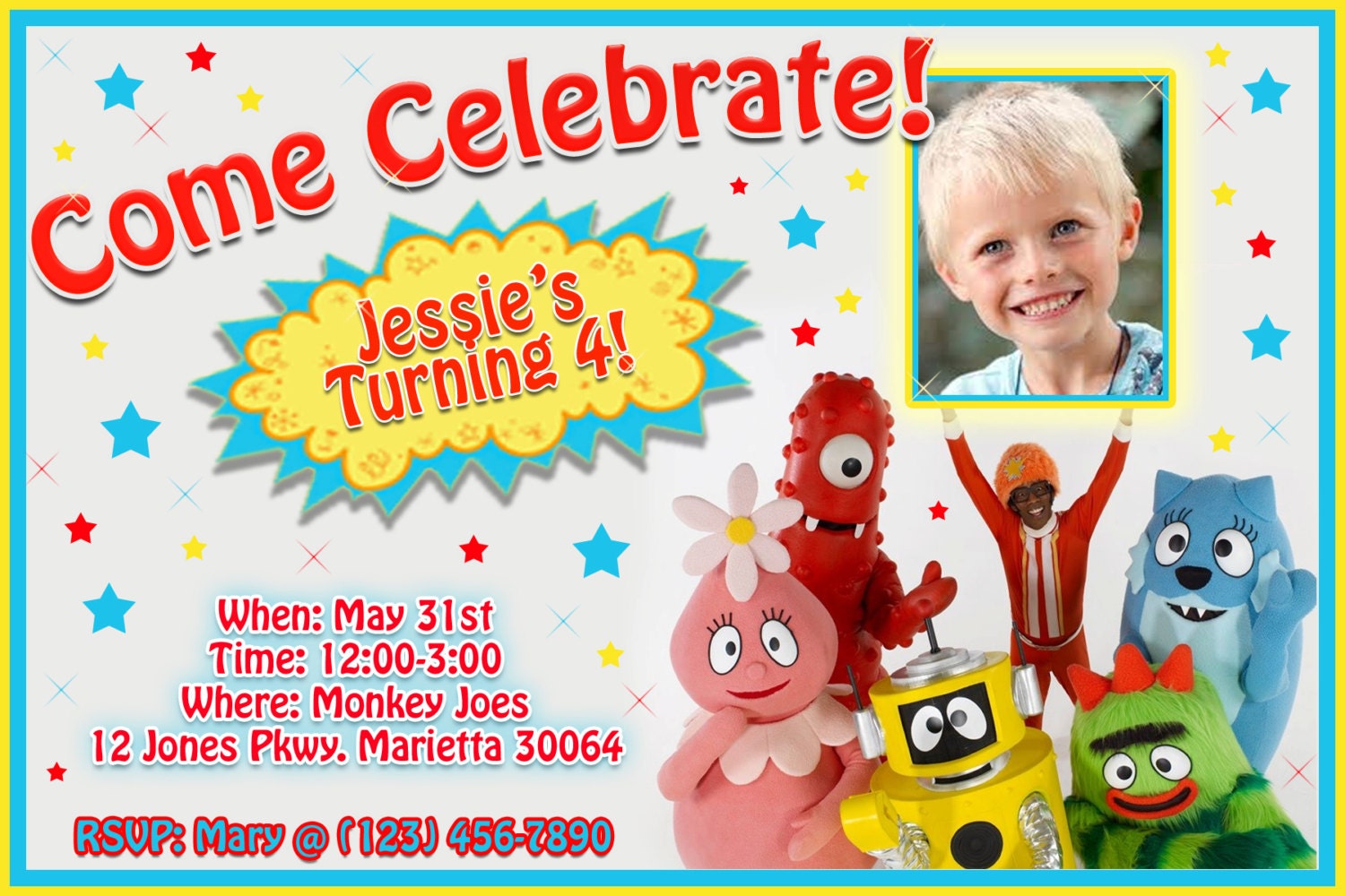 Yo Gabba Gabba Customized "Pic" 4x6 Birthday Party Invitations "Personalized"  Name & Picture