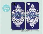 Personalized iphone 4 case - iphone 4s case - Iphone 5 case made of plastic or silicone rubber , yellow blue chevron stripe