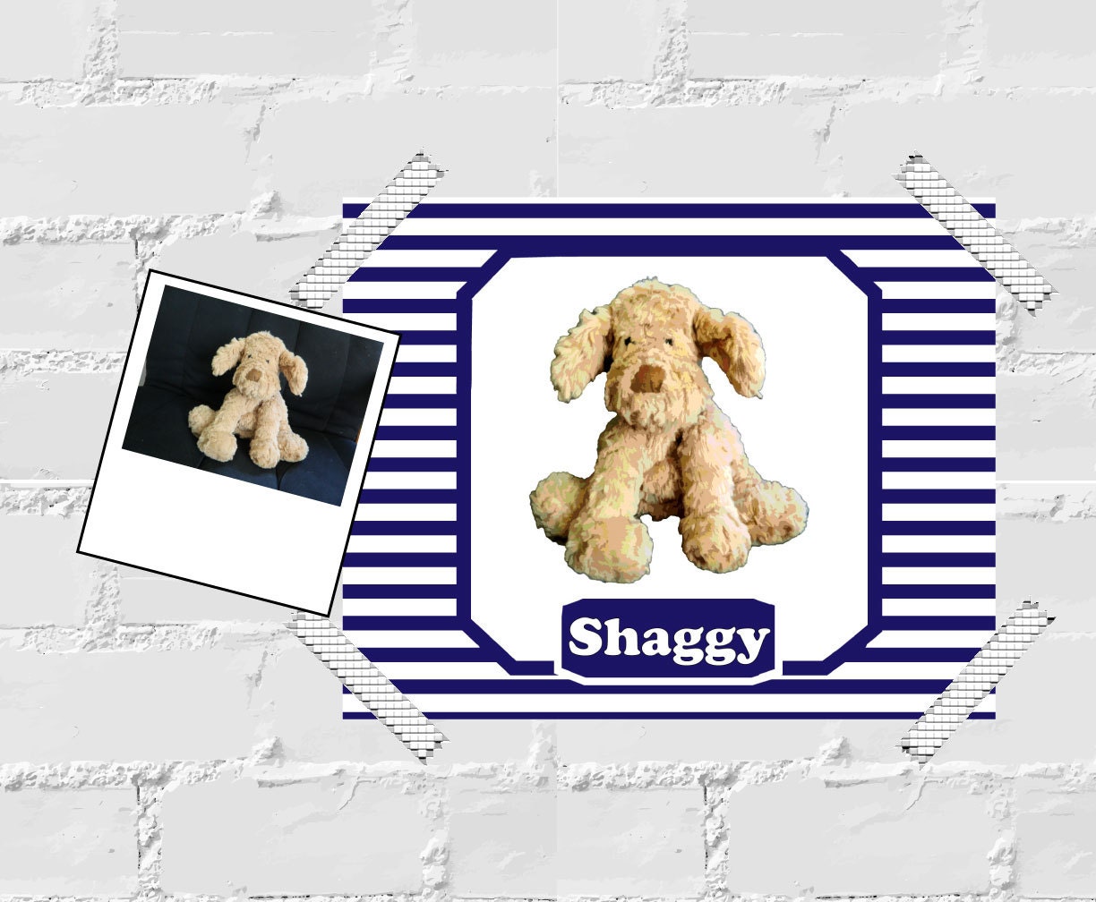 Children's Wall Art, Personalized Kids Toy Poster, Nursery Art Dog Stuffed Animal, Custom 16 X 20