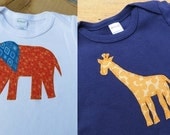 2 Bodysuit Gift Pack - Boy Clothes - Giraffe - Baby Bodysuit - Elephant Onesie - Shower Gift - Baby Clothes - Baby Boy