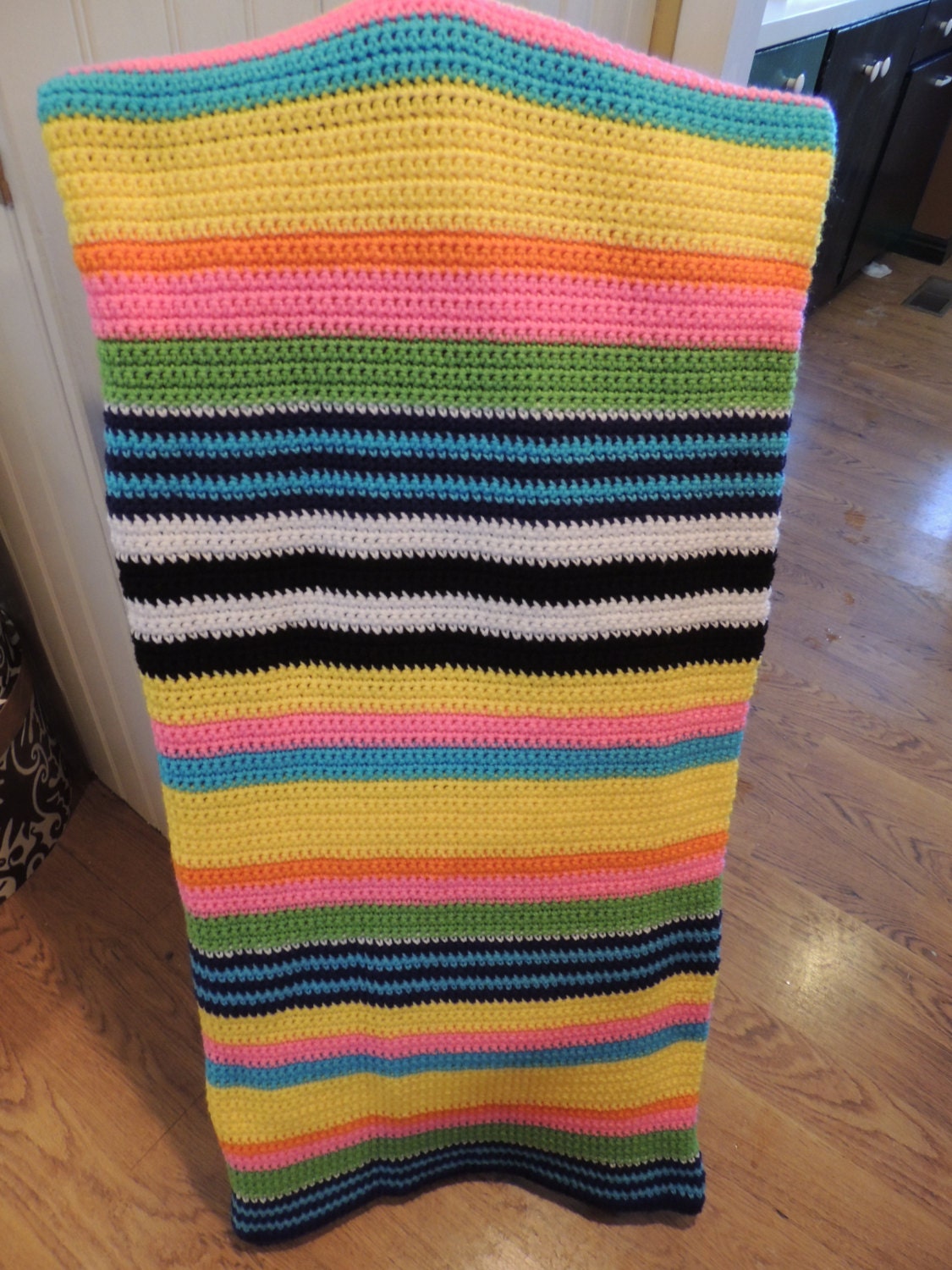 A Bit of Whimsy-Whimsical Gardens-Afghan-Bedding-Blanket-Throw-Cuddle Size-Handmade-Hand Tied-Crochet-Adult-Teen-Child-Gift-Home-Travel