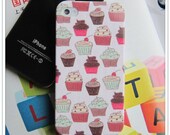Iphone 4 Iphone 4S Plastic Design Handmade Cute Rock Punk Birthday Gift Silicone pattern cupcake pink