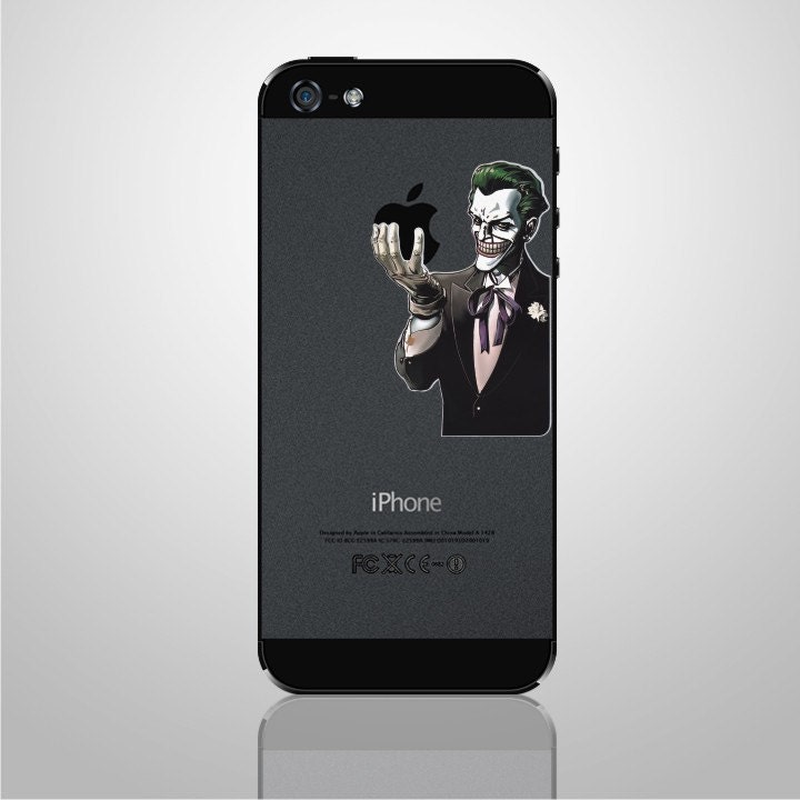 Joker Batman -- iPhone Back Cover Decal iPhone 5 Decals  iPhone 4S / iPhone 4 Decal Sticker Apple iPhone Vinyl Case Skin