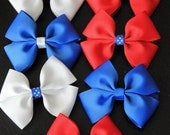 Set of two 4th of july Pinwheel Hair Bow French Clip