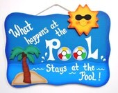 Funny Outdoor Pool Sign - What Happens at the Pool, Stays at the Pool
