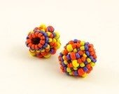 Beaded bead colorful ONE piece orange yellow blue bold handmade bead craft supplies jewelry supplies