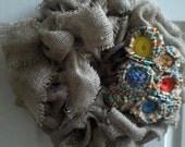 SALE 16 inch burlap indoor/ outdoor wreath with multi color flowers
