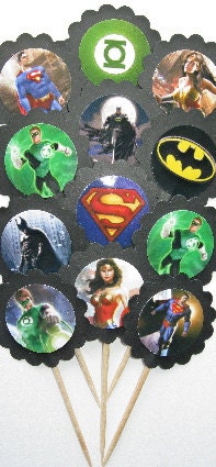 DC Comics Marvel Cupcake Toppers/Party Picks (item 152) Batman Green Lantern