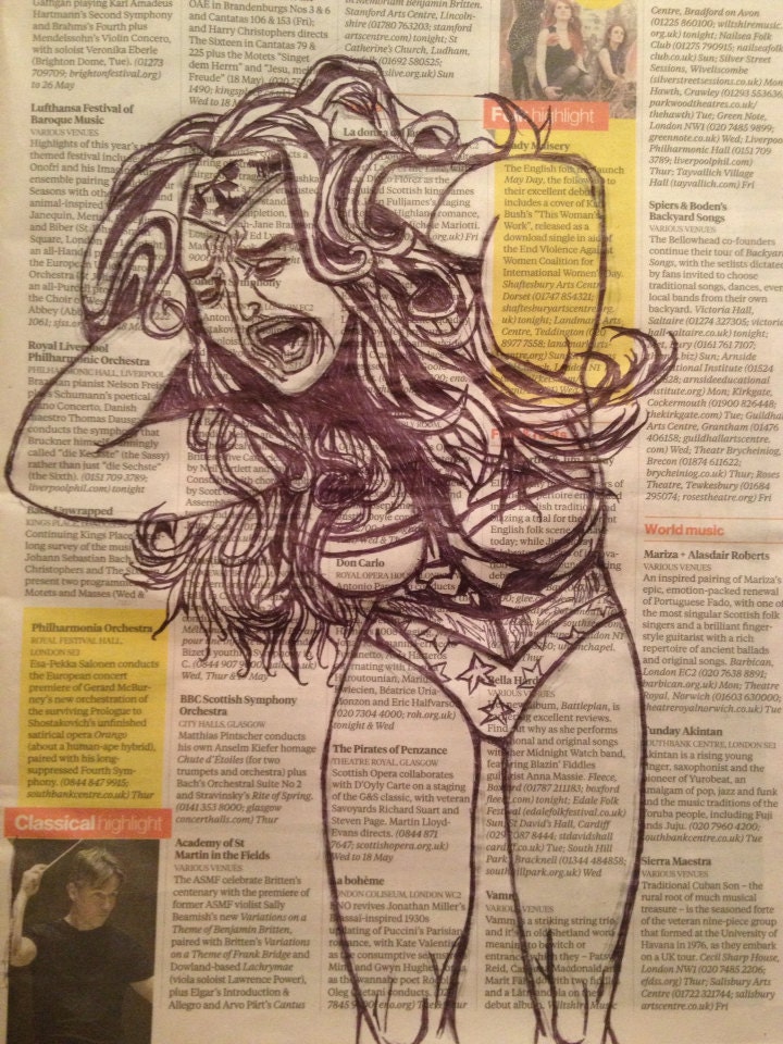 Wonder Woman Attack Newspaper Print illustration/drawing