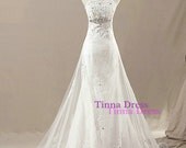 Wedding dress, Strapless wedding gown, Lace princess wedding dress Custom made