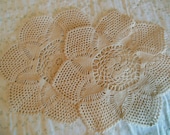 A Pair of Vintage Handmade Ecru Lace Crochet Doilies  Heirloom Cottage.Scalloped Olde Fashioned And Pretty.