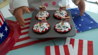 Four Patriotic Doll Cupcakes