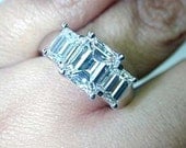 Emerald Diamond Engagement Ring 4.24ct 14kt White Gold Fine Jewelry BLUERIVER47 on Etsy