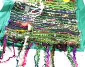 SAORI Woven Market Tote Project Bag with Handspun Art Yarn- JazzTurtle Couture, Fiber Art to Wear