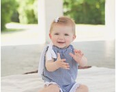 Handmade Pillowcase Dress in Blue Gingham and Lace (Red, Yellow or Dark Pink Gingham Available)