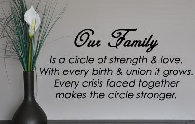 Wall Decal Inspirational Our Family Strength Love Quote Vinyl Sticker Word