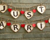 Rustic JUST MARRIED Handmade Paper And Burlap Banner - Rustic Chic Wedding Décor, Ceremony, Reception Wedding Garland, Bunting, Photo Shoot