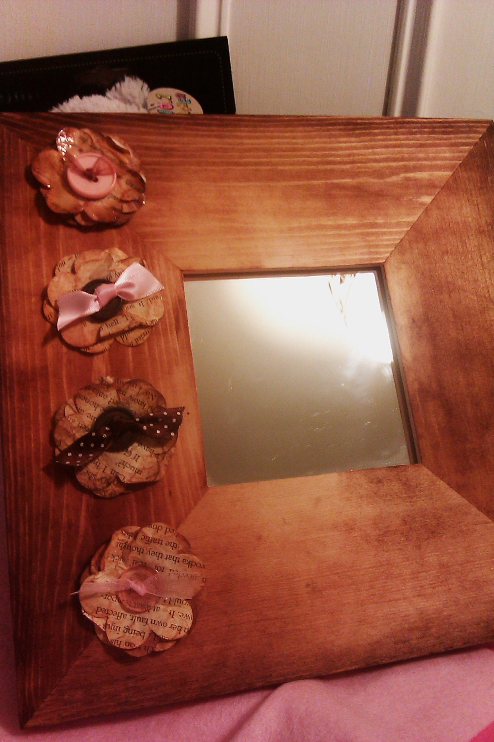 Altered original (new) hand decorated wooden frame mirror