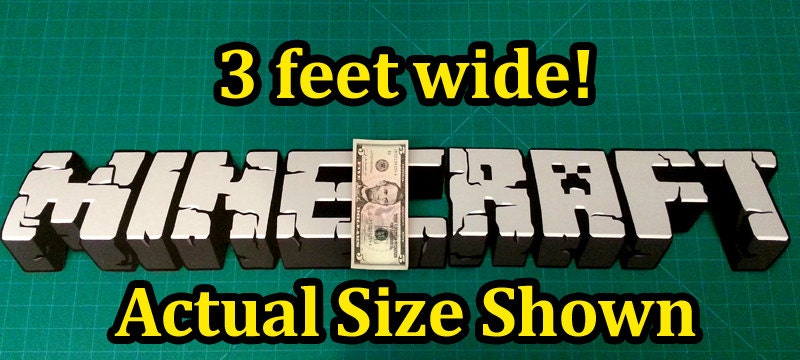 HUGE 36 INCH Minecraft Logo Reusable Removable Minecraft Wall Decals Wall Sticker