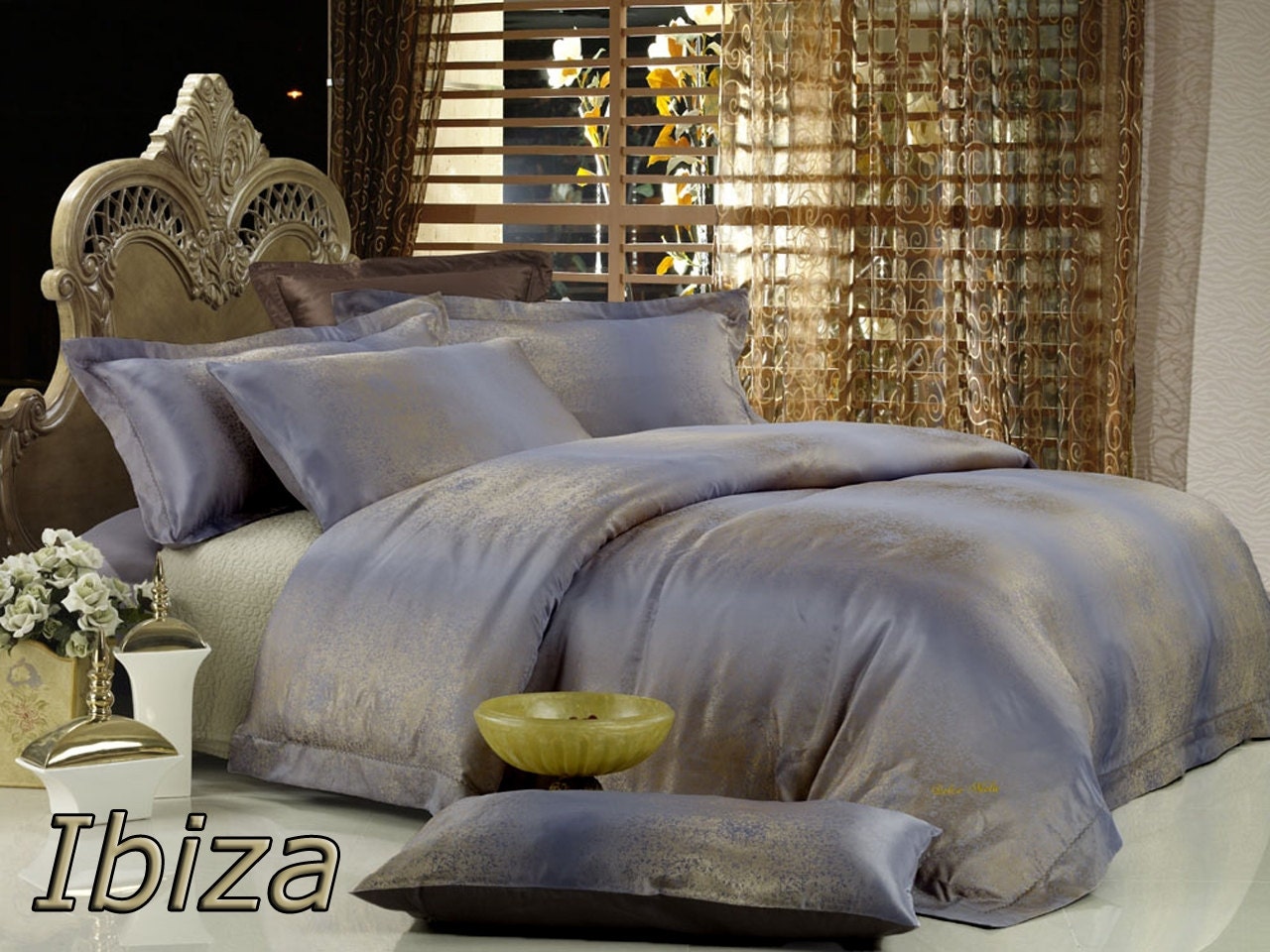 Dolce Mela - Ibiza, Queen Size 6 Pieces Duvet Cover Set  Luxury Jacquard Cotton Bedding DM449Q