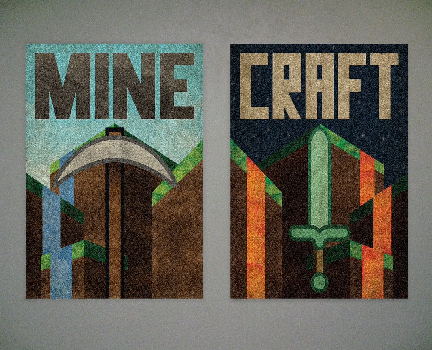 Minecraft Double Posters. High Quality 13x19 Prints.