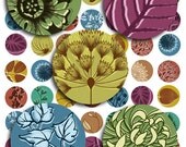 1 Inch Circle Muted Autumn Colors Foliage Flowers Digital Collage Sheet
