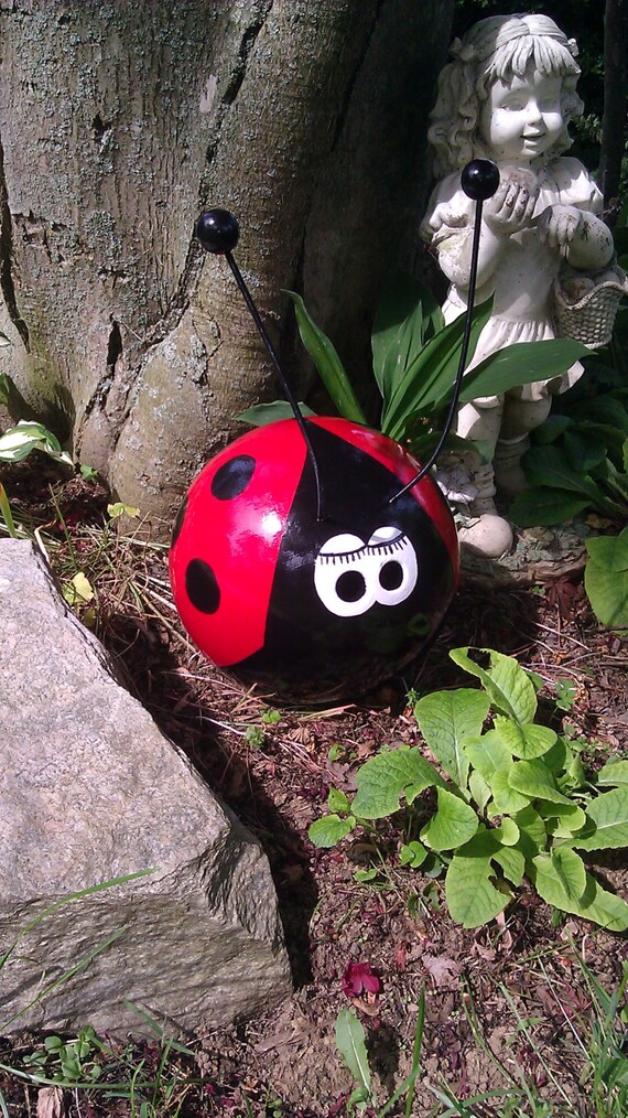 Lady Bug Bowling Ball Garden Ornament by CraftMeUpSomeFun on Etsy