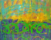 Small Original Abstract Acrylic 16x16, Green, Textured, Modern Painting