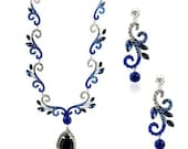 Blue Zircon Wedding Vintage Style Quality Swarovski Crystal Pearl Necklace Earring sets,Bridal jewelry sets,Bridesmaid Jewelry sets 602FT037