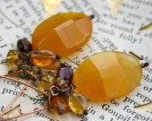 HoneyBee gemstone cluster drop earrings hessonite garnet amber citrine recycled gems