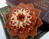 Cinnamon Wool Felt Flower Brooch FREE US SHIPPING