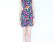 vintage 90's TROPIC BLOOM floral wrap skirt rayon mini dress