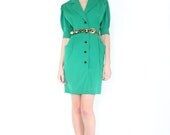 vintage 1970's emanuel UNGARO paris emerald tailored designer dress