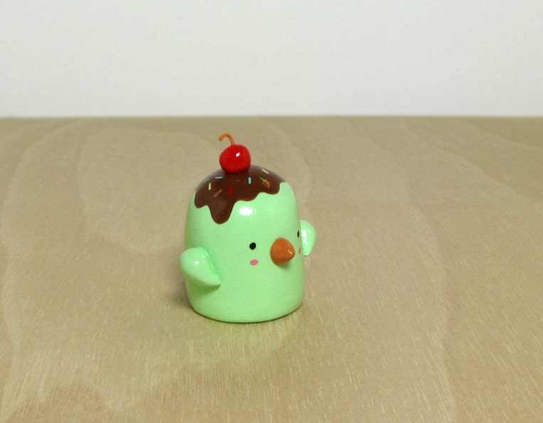 Minty Sundae Bird Figurine