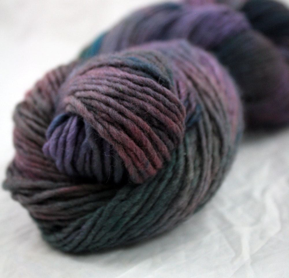 Hand Painted One Of A Kind Merino S. American Worsted Yarn - Huckleberry Stains