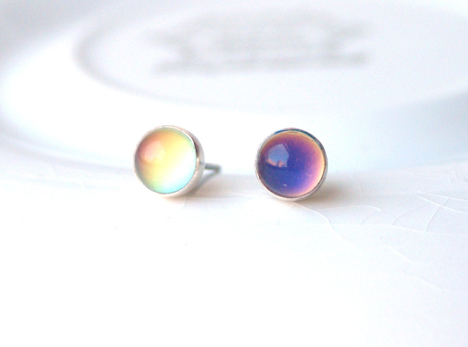 Mood Earrings Color Changing - Plain Sterling Silver & Surgical Steel