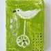 Acrylic on canvas, Miniature, original, Bird on a wheel