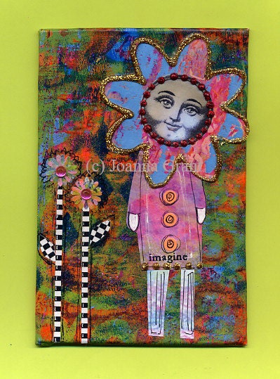 ORIGINAL Mixed Media Inspirational Art IMAGINE