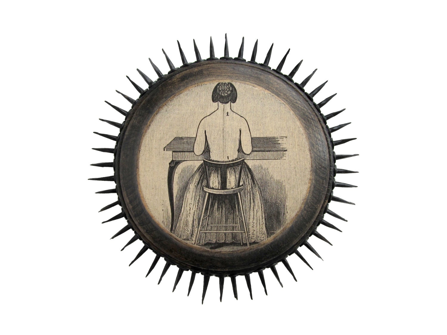 Good Posture - Mixed Media Art Plaque - Original Sushipot Prickly Plaque