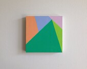 Over Your Hill // 6 x 6 // abstract // green / orange / periwinkle / lavender