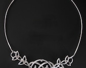 Celtic Renaissance Choker Necklace, Statement Jewelry, Handmade, Sterling Silver, Gemstone, OOAK