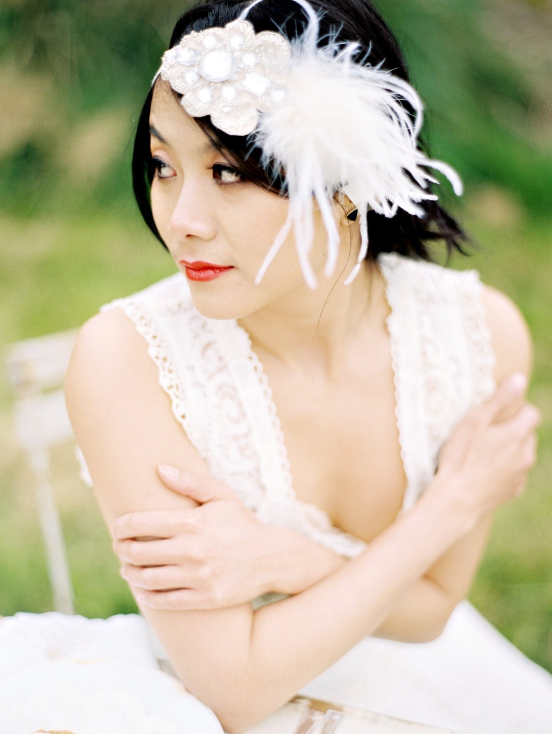 Wedding Headband 1920s Flapper Headband  Art Deco