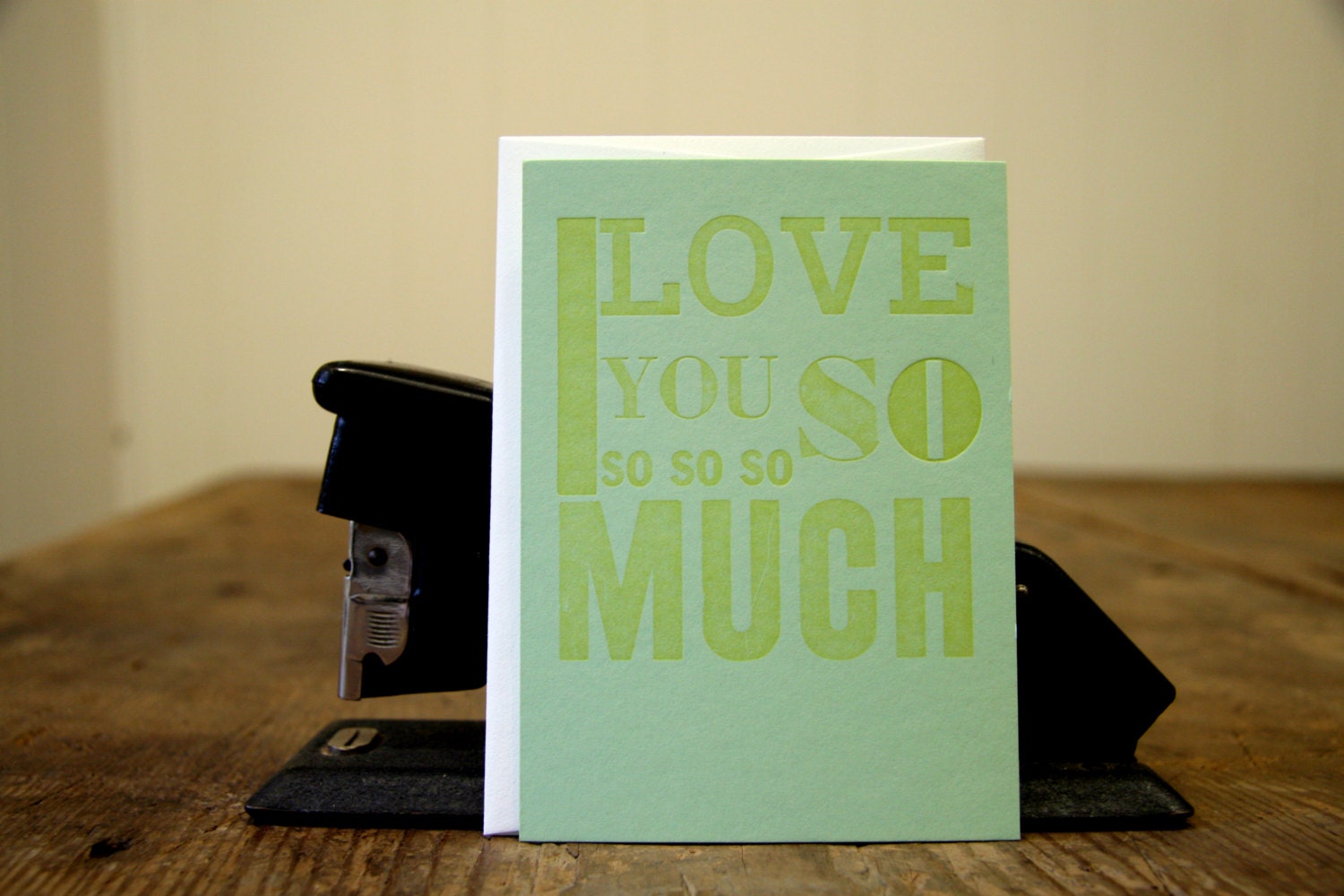 I love you so so so so much: Letterpress Flat Card & Envelope (1ct)
