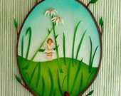 ART ORIGINAL DIMENSIONAL  layered paper painting by Valerie Walsh Spring Swing Paper Sculpture