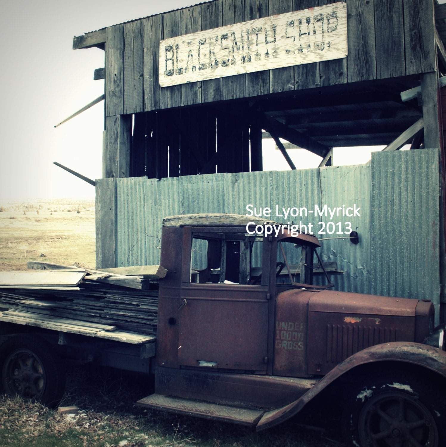 8 x 8 Digital Art Print - Blacksmith Truck -  Fathers Day Gift - Dad - Shaniko, Oregon Ghost Town - RUSTIC WESTERN