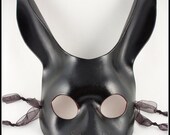 Black Rabbit leather mask handmade bunny costume masquerade Halloween
