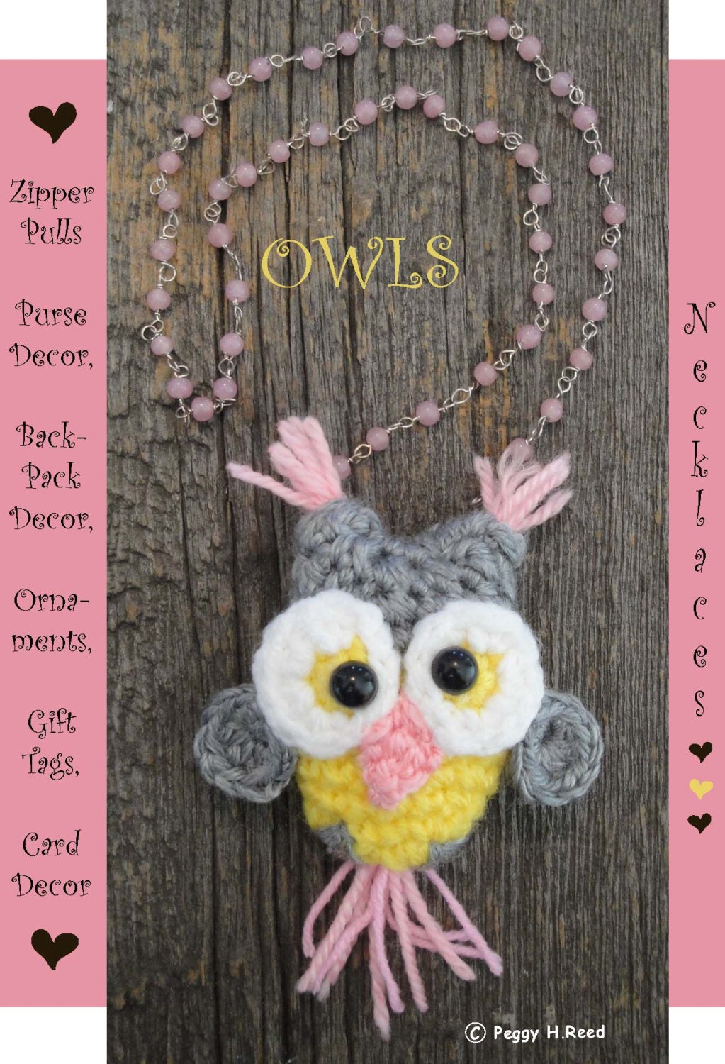 SALE Digital PDF Owl Crochet Pattern for  Jewelry Hair Decor Baby Mobils Carseat & Gym Toys and Tons More